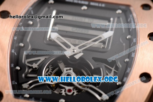 Richard Mille RM 69 Erotic Tourbillon Miyota 9015 Automatic Rose Gold Case with Skeleton Dial Black Rubber Strap and Dot Markers - Click Image to Close